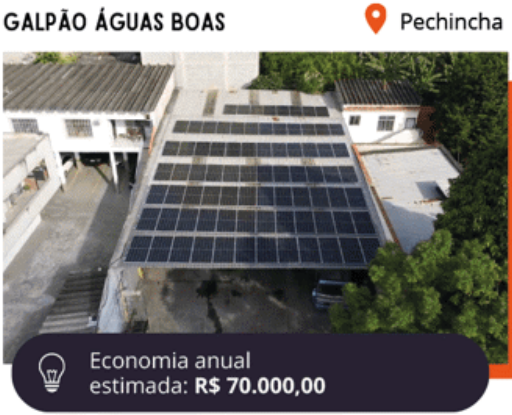 Instalação de energia solar em Galpão Águas Boas