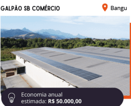 Instalação de energia solar em Galpão SB Comércio